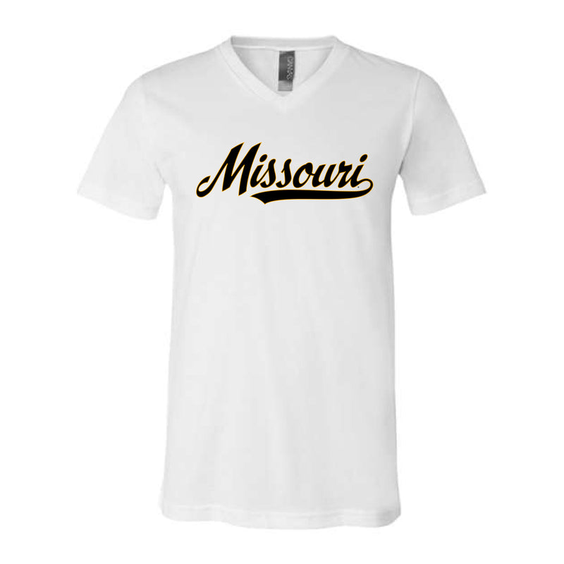 The Missouri Script | White V-Neck Tee