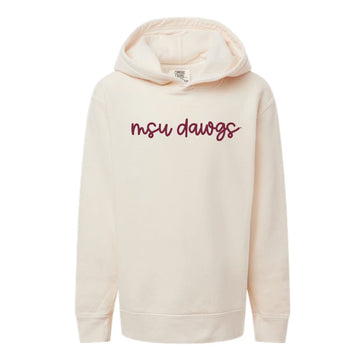 The MSU Dawgs Cursive | Youth Ivory Hoodie