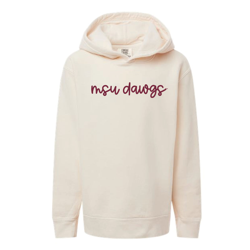The MSU Dawgs Cursive | Youth Ivory Hoodie