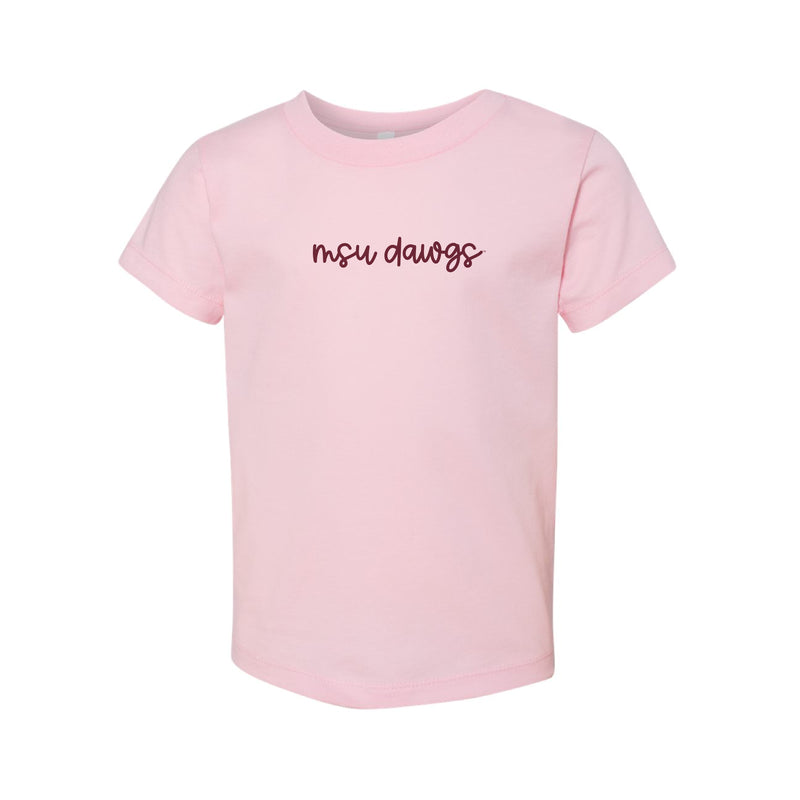 The MSU Dawgs Cursive | Toddler Pink Tee