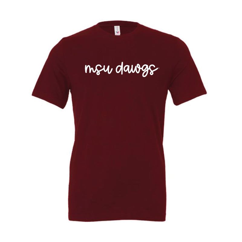 The MSU Dawgs Cursive | Maroon Tee