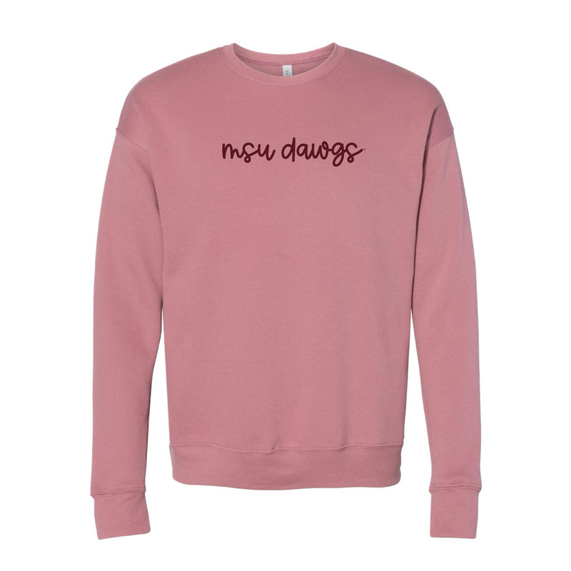 The MSU Dawgs Cursive | Mauve Sweatshirt