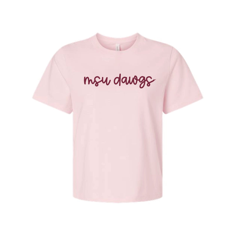 The MSU Dawgs Cursive | Soft Pink Tee