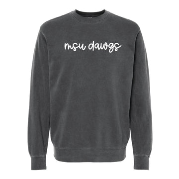 The MSU Dawgs Cursive | Pigment Black Sweatshirt