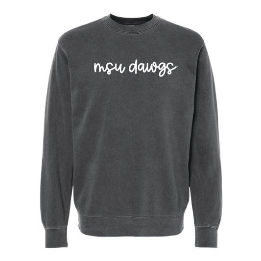 The MSU Dawgs Cursive | Pigment Black Sweatshirt