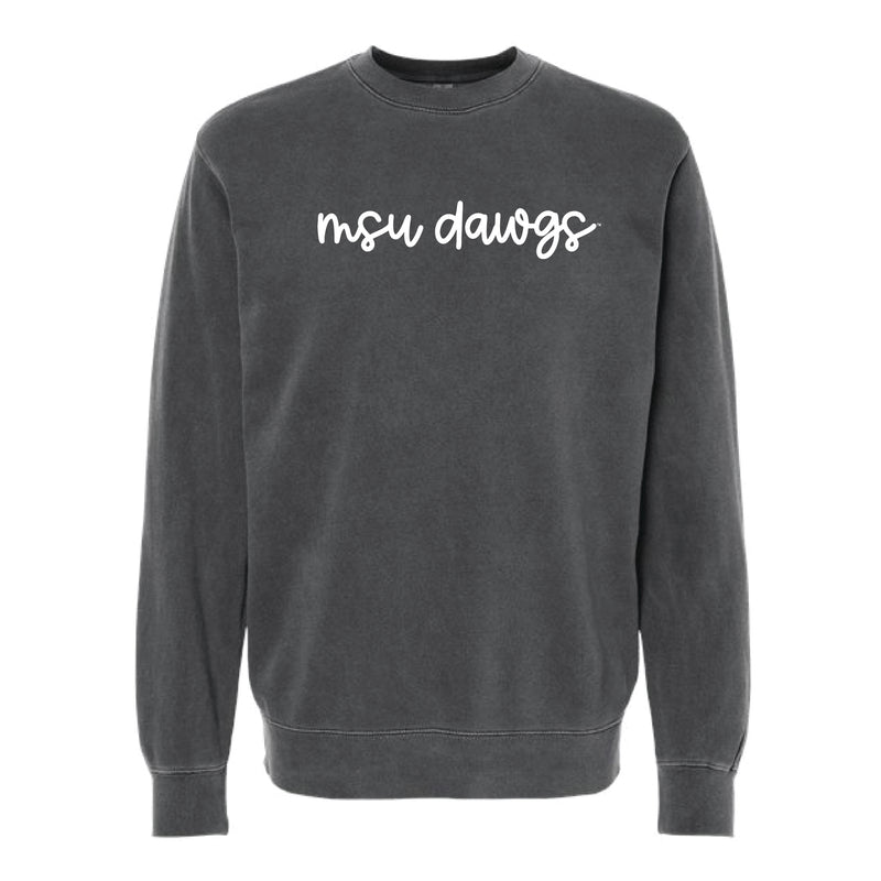 The MSU Dawgs Cursive | Pigment Black Sweatshirt