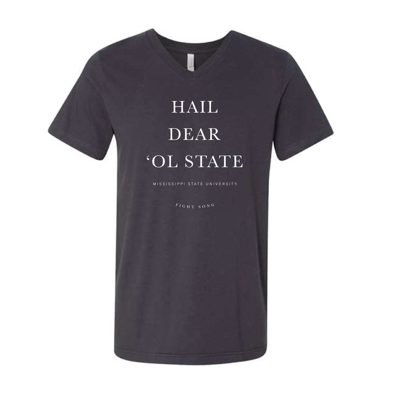The MSU Fight Song | Dark Grey V-Neck Tee