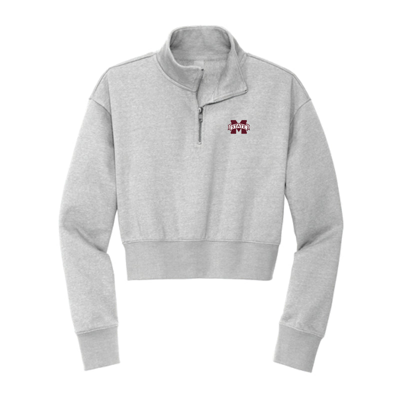 The M State Logo | Embroidered Light Heather Grey 1/2 Zip