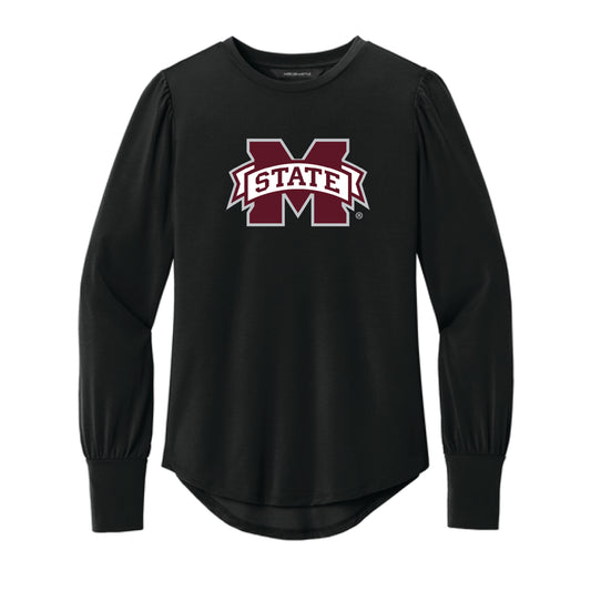 The M State Logo | Black Long Sleeve Blouson