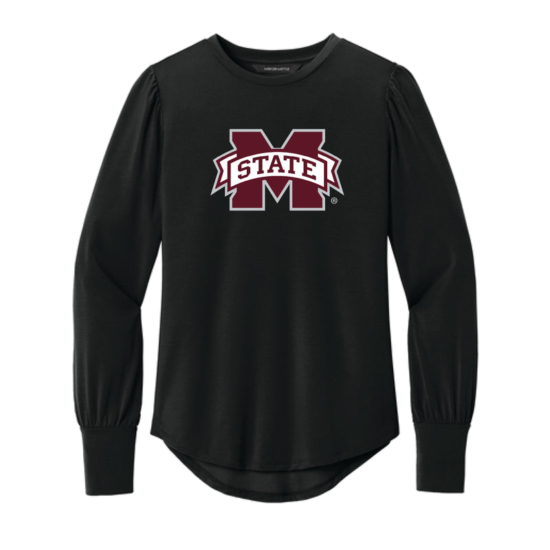 The M State Logo | Black Long Sleeve Blouson