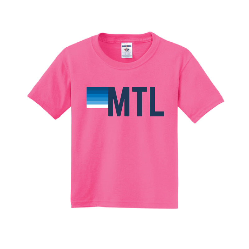 The MTL Stripes | Youth Neon Pink Tee