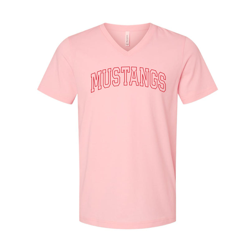 The Mustangs Arch Outline | Pink V-Neck Tee