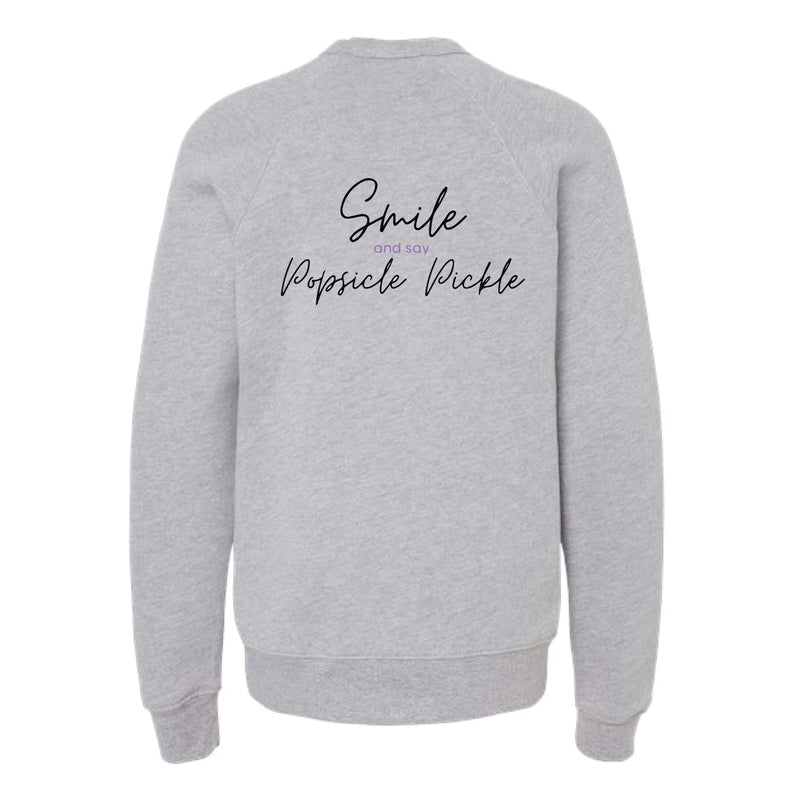 The Macie Outline | Athletic Heather Youth Crewneck Sweatshirt