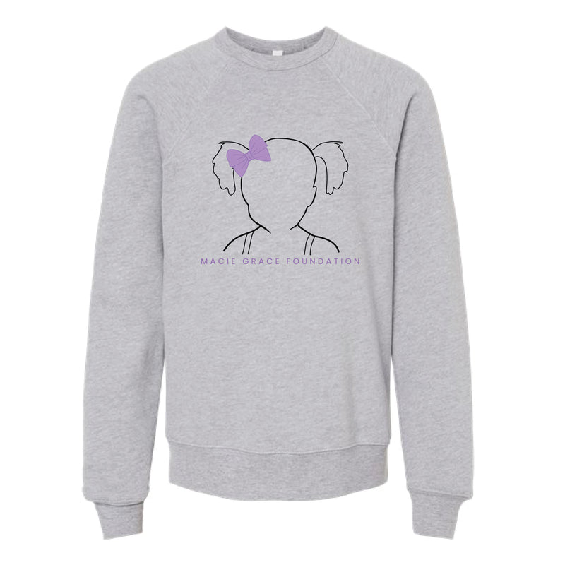 The Macie Outline | Athletic Heather Youth Crewneck Sweatshirt