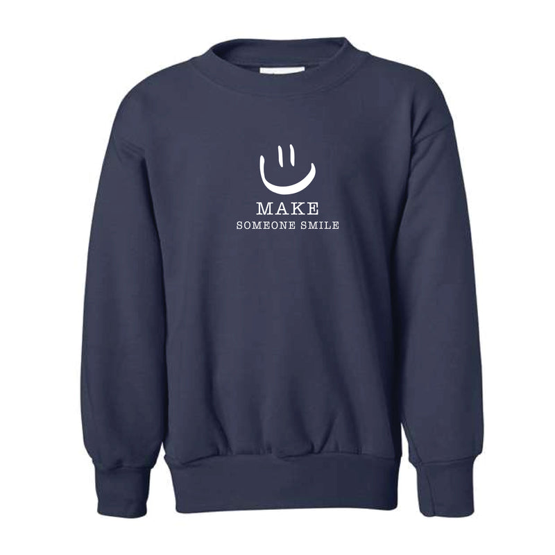 The Make Someone Smile Smiley | Navy Youth Crewneck