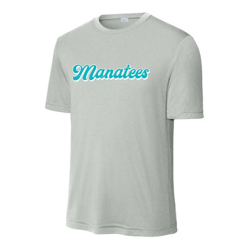 The Manatees Script | Adult Silver Sport-Tek Tee