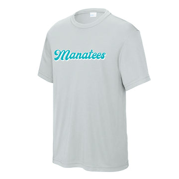 The Manatees Script | Youth Silver Sport-Tek tee