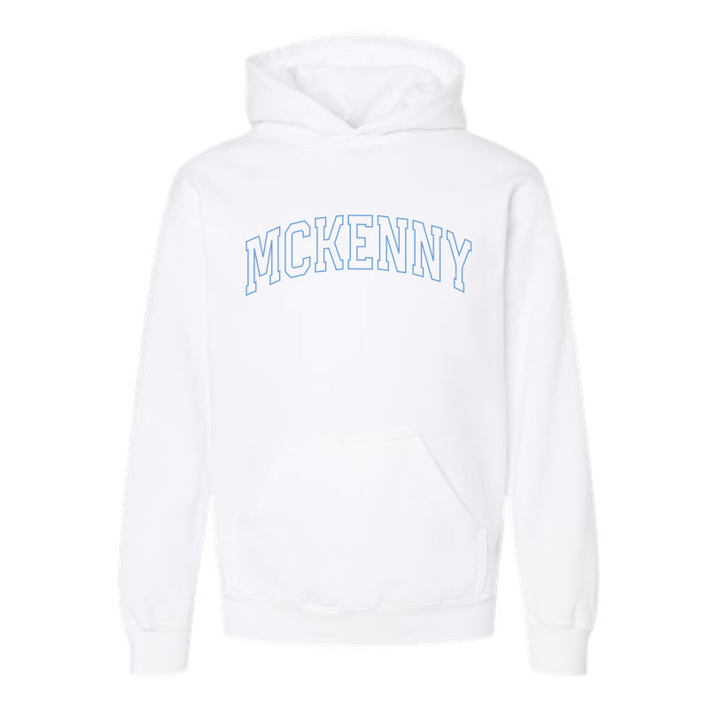 The McKenny Outline Arch | White Youth Hooded Sweatshirt