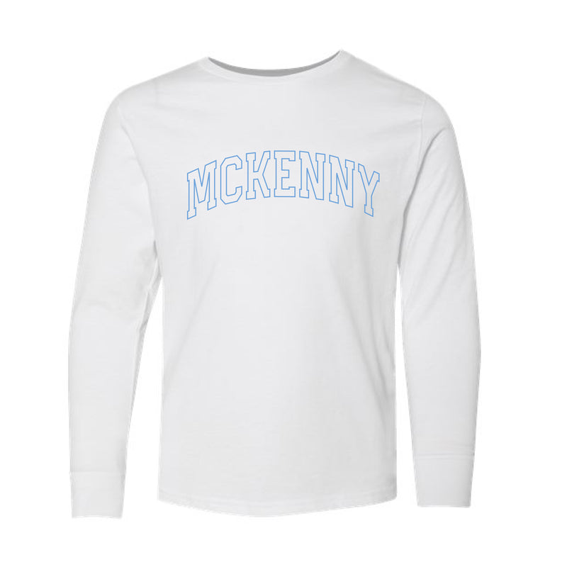 The McKenny Outline Arch | White Youth Long Sleeve Tee