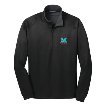 The Meadowbrook Block | Adult Embroidered Black/ Iron Grey 1/4-Zip Pullover