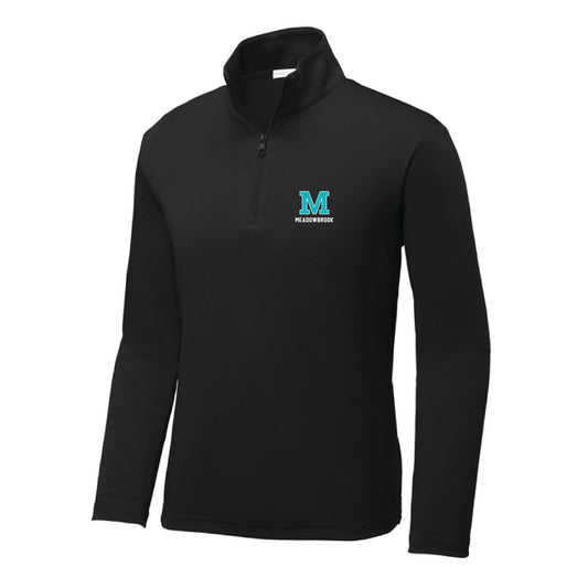 The Meadowbrook Block | Youth Embroidered Black Sport-Tek 1/4-Zip Pullover.