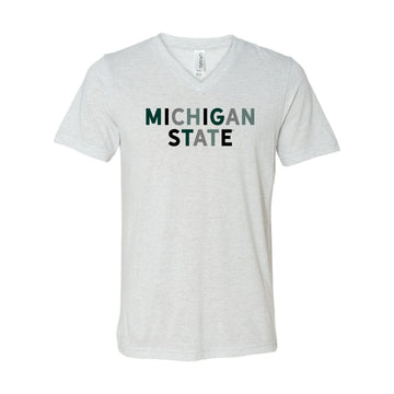 The Michigan State Multi | White Fleck V-Neck Tee