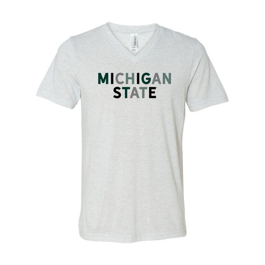 The Michigan State Multi | White Fleck V-Neck Tee