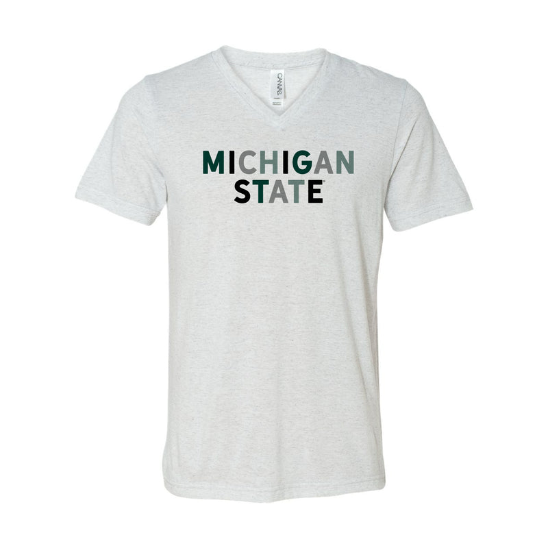 The Michigan State Multi | White Fleck V-Neck Tee