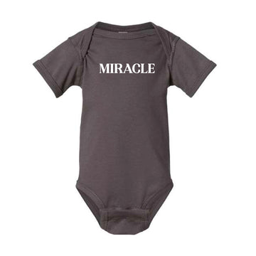 The Miracle | Infant Charcoal Onesie