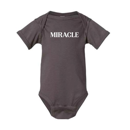The Miracle | Infant Charcoal Onesie