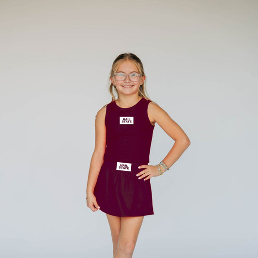 The Alli Airy Tank Hail State Woven Label | Youth Deep Maroon