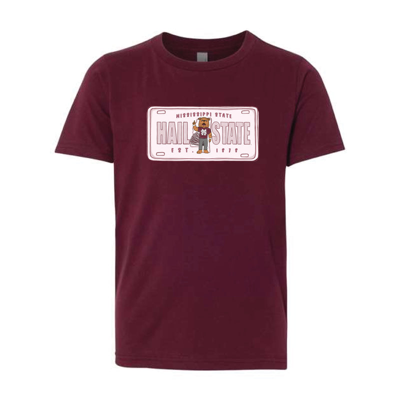 The Mississippi State License Plate | Youth Maroon Tee