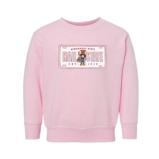 The Mississippi State License Plate | Toddler Pink Sweatshirt
