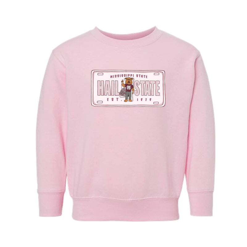 The Mississippi State License Plate | Toddler Pink Sweatshirt