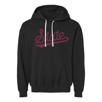 The State Baseball Script | Youth Black Hooded Sweatshirt