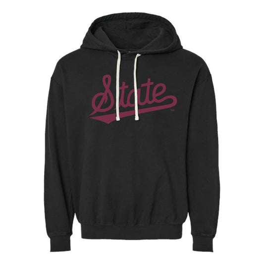 The State Baseball Script | Youth Black Hooded Sweatshirt