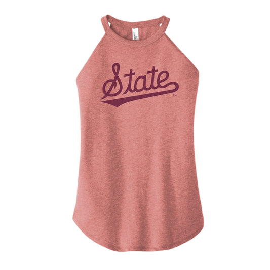The State Baseball Script | Blush Frost Rocker Tank