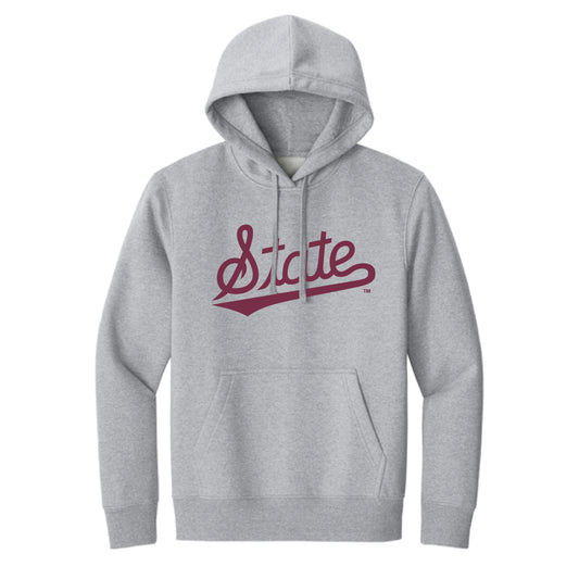 The State Baseball Script | Heather Light Grey Hoodie