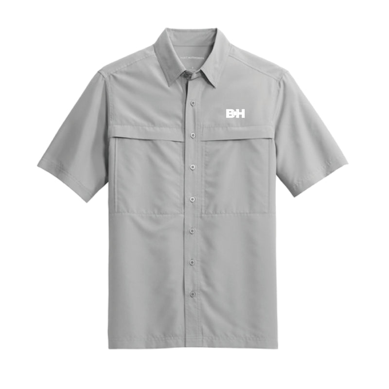 The Monochrome Icon Logo | Embroidered Short Sleeve Gusty Grey Shirt