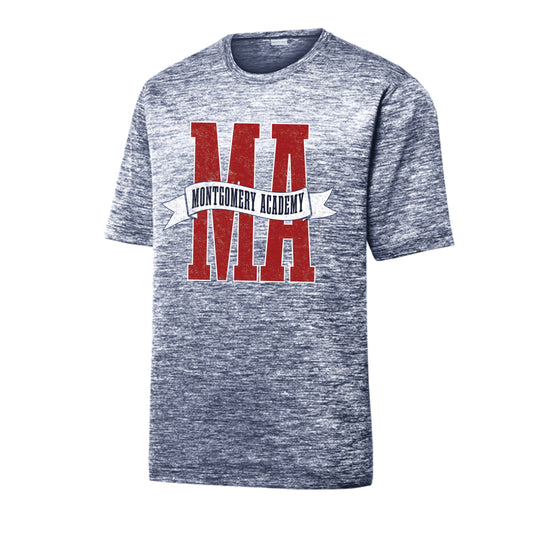 The Montgomery Academy Banner | Adult Navy Electric Performance Tee