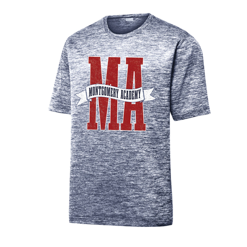 The Montgomery Academy Banner | Adult Navy Electric Performance Tee