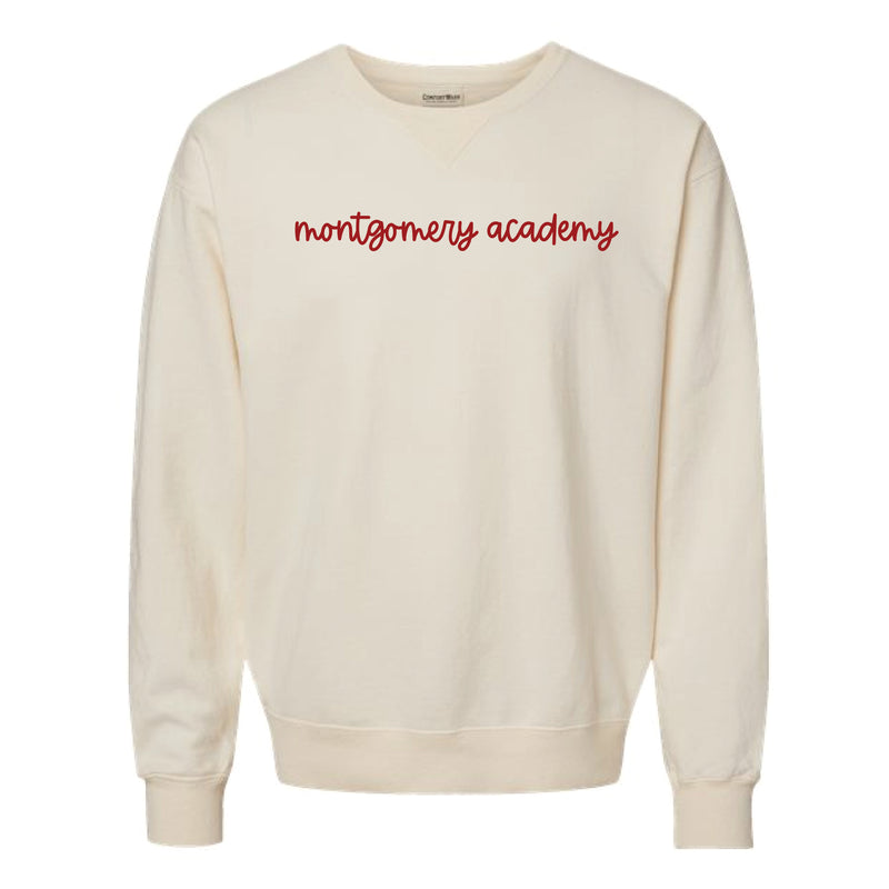 The Montgomery Academy Script | Embroidered Adult Parchment Crewneck Sweatshirt