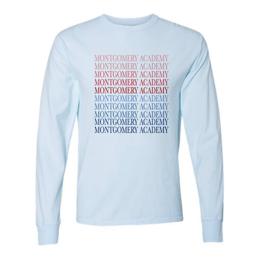 The Montgomery Academy Serif | Adult Soothing Blue Long Sleeve Tee