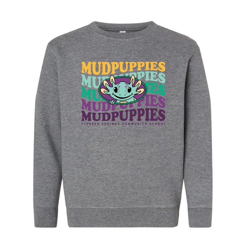 The Mudpuppies Wavy | Granite Heather Youth Crewneck Sweatshirt