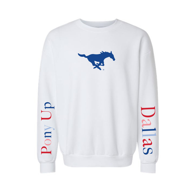The Multi Pony Up Dallas | Youth White Sweatshirt