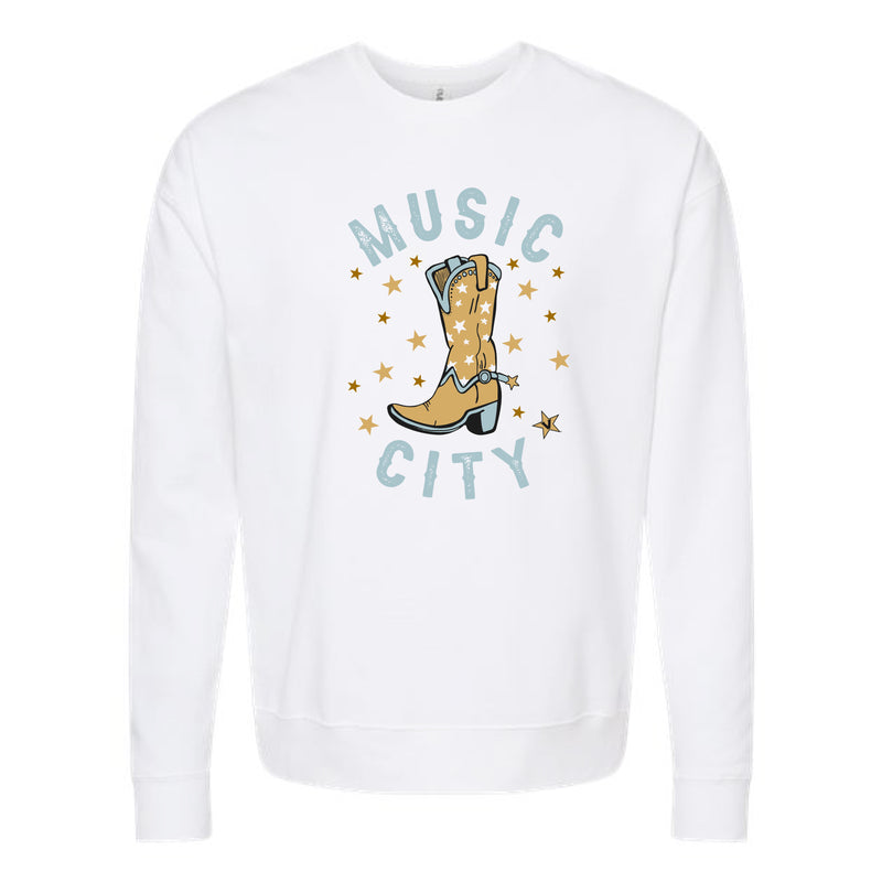 The Music City Boot | White Sweatshirt