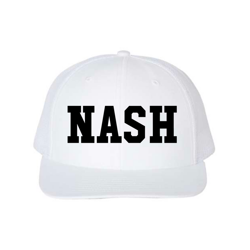 The NASH Embroidered | White Richardson Trucker Cap