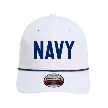 The Navy Block 3D Puff | Embroidered White/Navy Cap