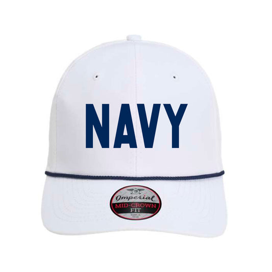 The Navy Block 3D Puff | Embroidered White/Navy Cap