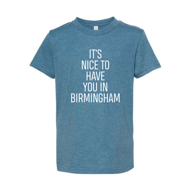 The Nice to Have You In BHAM | Youth Heather Deep Teal Tee